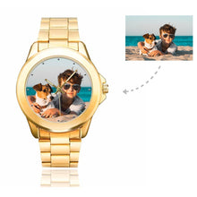 Load image into Gallery viewer, Men's Custom Pet Lover Photo Gilt Watch, Stainless Strap