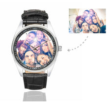 Load image into Gallery viewer, Men's Custom Friends Photo Casual Watch, Black Leather Strap