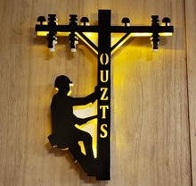 Load image into Gallery viewer, Linemen LED sign, Love my Linemen Sign, Personalized LED name sign,Journeyman , Custom Wall decoration, IBEW wall sign,Electrical decor