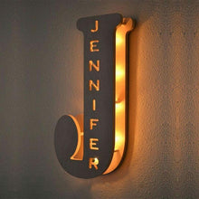 Load image into Gallery viewer, Custom Wooden Engraved Name Wall Light Personalized Night Lights