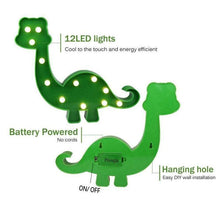 Load image into Gallery viewer, Personalized Name Dinosaur LED Night Light Kid's Baby Bedroom Indoor Lighting Lamp Marquee Children Child Custom