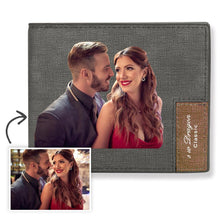Load image into Gallery viewer, Men's Bifold Custom Photo Wallet - Grey Leather