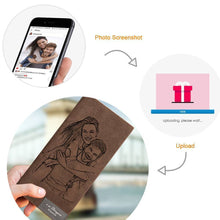 Load image into Gallery viewer, Men's Photo Engraved Long Style Bifold Photo Wallet - Brown Leather For Him
