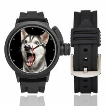 Load image into Gallery viewer, Men's Custom Husky Photo Sport Watch, Plastic Strap