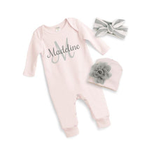 Load image into Gallery viewer, Personalized Newborn Girl Outfit, Custom Baby Girl Name Romper