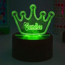 Load image into Gallery viewer, Decorative night light custom personalized name colour changing lamp & remore control, crown design