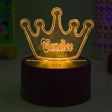 Load image into Gallery viewer, Decorative night light custom personalized name colour changing lamp & remore control, crown design