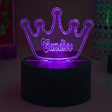 Load image into Gallery viewer, Decorative night light custom personalized name colour changing lamp & remore control, crown design