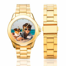 Load image into Gallery viewer, Men's Custom Pet Lover Photo Gilt Watch, Stainless Strap
