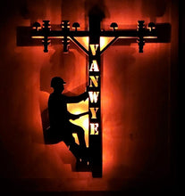 Load image into Gallery viewer, Linemen LED sign, Love my Linemen Sign, Personalized LED name sign,Journeyman , Custom Wall decoration, IBEW wall sign,Electrical decor
