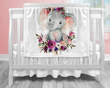 Load image into Gallery viewer, Elephant Blanket, Elephant Crib Bedding, Personalized Baby Blanket, Elephant Nursery Theme, Newborn Coming Home Blanket, Baby Shower Gift
