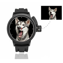 Load image into Gallery viewer, Men's Custom Husky Photo Sport Watch, Plastic Strap
