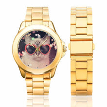 Load image into Gallery viewer, Men's Custom Cat Photo Gilt Watch
