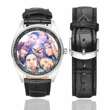 Load image into Gallery viewer, Men's Custom Friends Photo Casual Watch, Black Leather Strap
