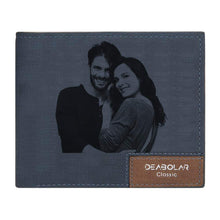 Load image into Gallery viewer, Men's Photo Engraved Bifold Photo Wallet - Blue Leather For Him
