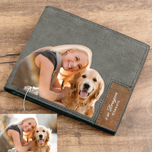 Load image into Gallery viewer, Men's Bifold Custom Photo Wallet - Grey Leather
