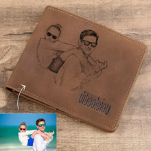 Load image into Gallery viewer, Men's Engraved Photo Wallet Brown For Him
