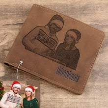 Load image into Gallery viewer, Men's Engraved Photo Wallet Brown For Him
