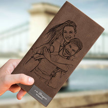 Load image into Gallery viewer, Men's Photo Engraved Long Style Bifold Photo Wallet - Brown Leather For Him
