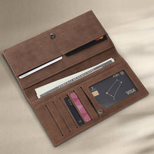 Load image into Gallery viewer, Men's Photo Engraved Long Style Bifold Photo Wallet - Brown Leather For Him
