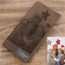 Load image into Gallery viewer, Men's Photo Engraved Long Style Bifold Photo Wallet - Brown Leather For Him
