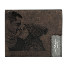 Load image into Gallery viewer, Men's Photo Engraved Bifold Photo Wallet - Brown Leather
