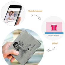 Load image into Gallery viewer, Men's Engraved Bifold Photo Wallet - Light Grey Leather
