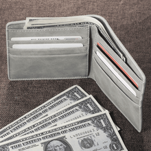 Load image into Gallery viewer, Men's Engraved Bifold Photo Wallet - Light Grey Leather
