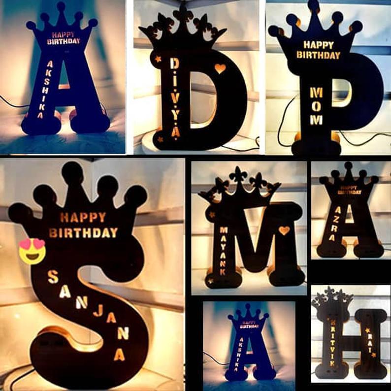 Wooden led store customized alphabet lamp