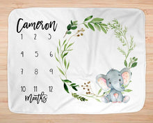 Load image into Gallery viewer, Elephant Blanket, Safari Milestone Blanket
