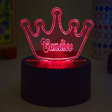 Load image into Gallery viewer, Decorative night light custom personalized name colour changing lamp &amp; remore control, crown design
