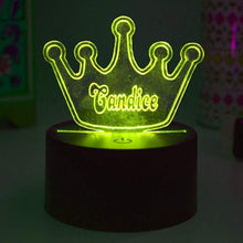 Load image into Gallery viewer, Decorative night light custom personalized name colour changing lamp &amp; remore control, crown design

